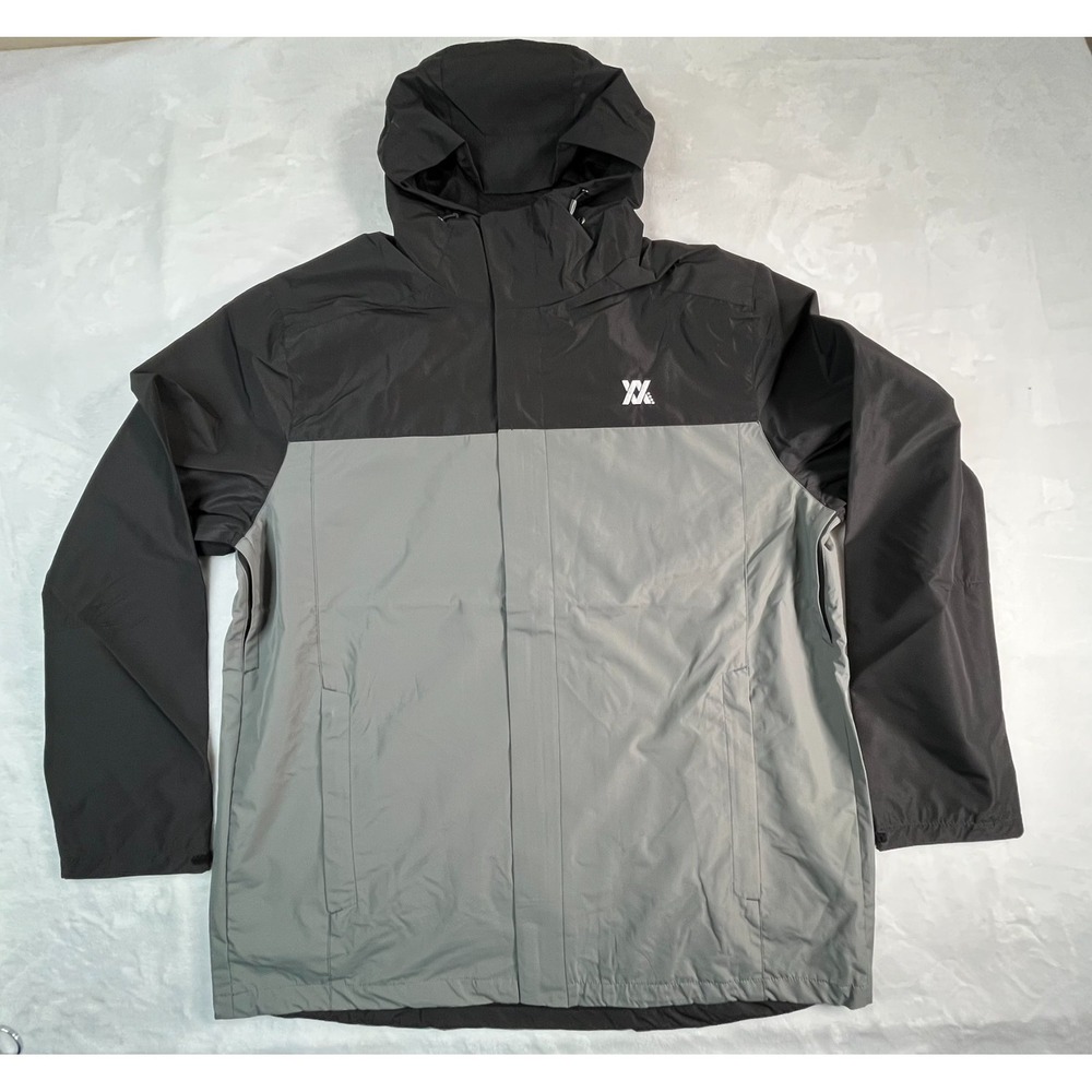 NWT‎ DIXXON Mens 2XL Tech Jacket Gray Hooded Rain Windbreaker Zippered Pockets